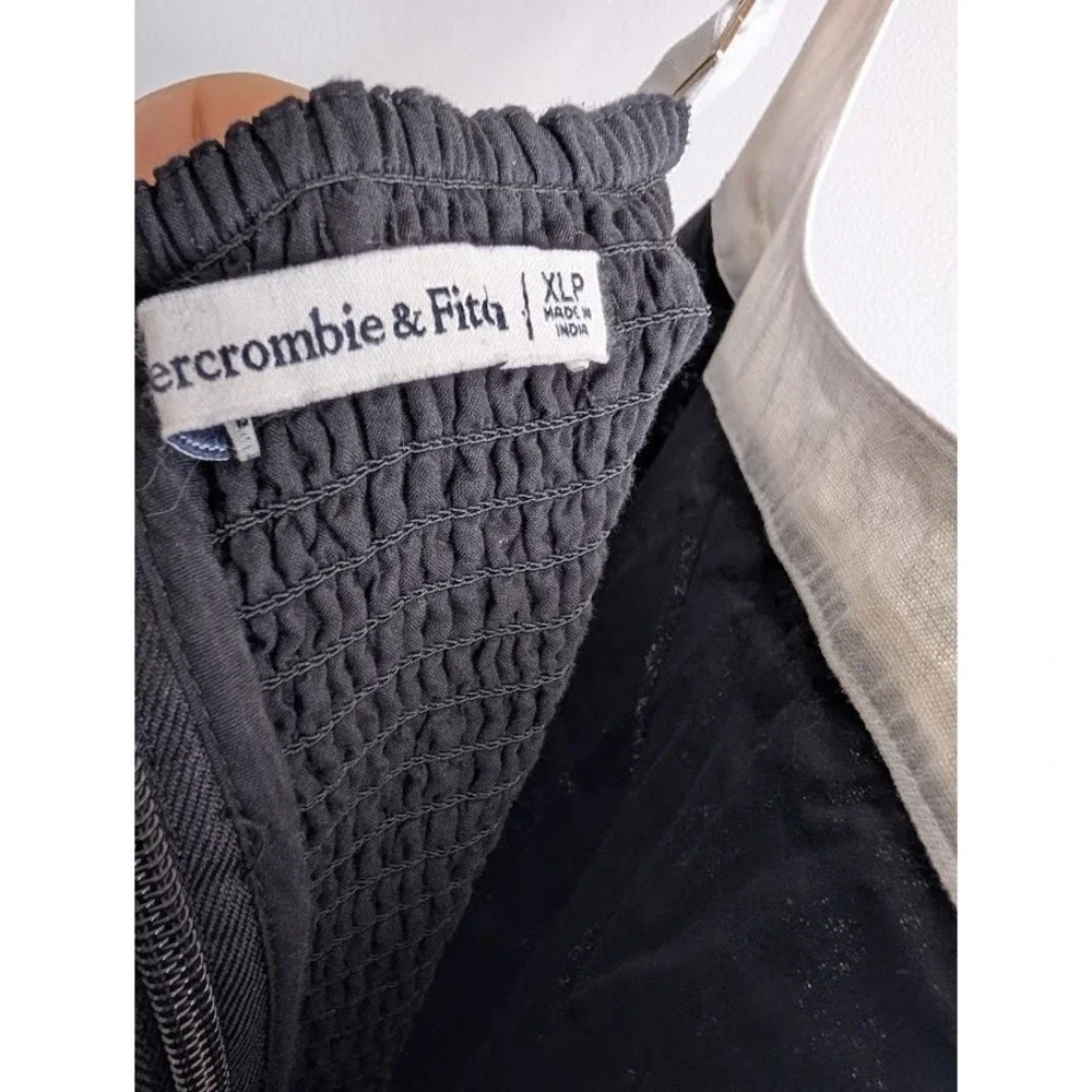 Abercrombie & Fitch maxi dress XL linen cotton Black White preppy square
